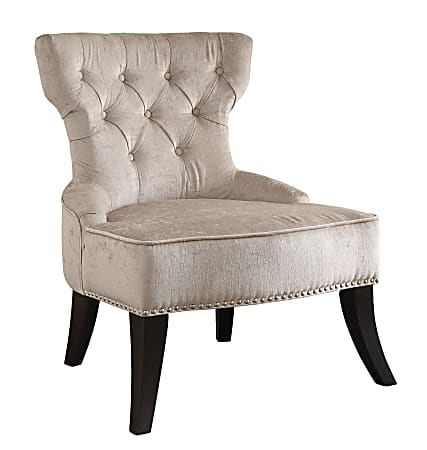 Ave Six Colton Vintage-Style Button-Tufted Chair, Parchment Cream/Dark Brown