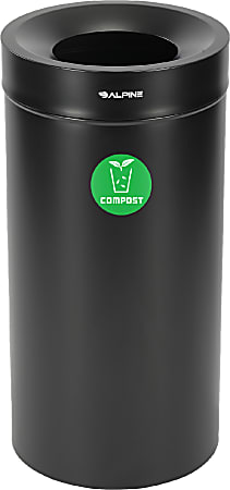 Alpine Industries Stainless Steel Compost Can, 27 Gallon, Black
