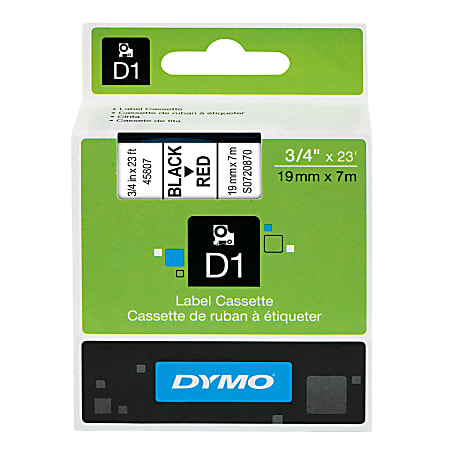 DYMO® D1 45807 Black-On-Red Tape, 0.75" x 23'
