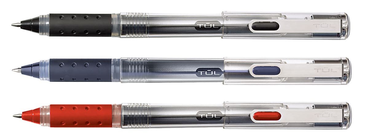 TUL® RB1 Rollerball Pens, Fine Point, 0.5mm, Silver Barrel, Assorted Inks, Pack Of 4