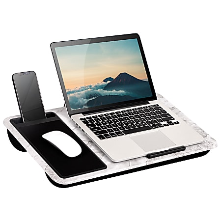 LapGear® Home Office Lap Desk, 2-5/8”H x 21-1/8”W x 2-5/8”D, White Marble