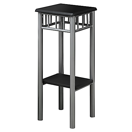 Monarch Specialties Carine Accent Table, 28"H x 12"W x 12"D, Black/Silver