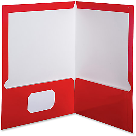 Oxford™ Laminated Twin-Pocket Folders, 8 1/2" x 11", Red, Box Of 25