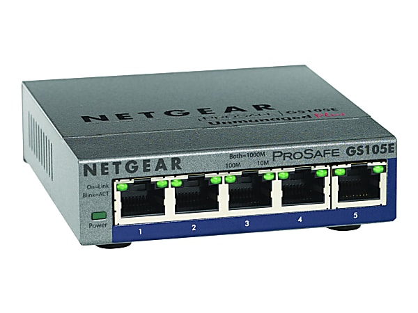NETGEAR 5 Gigabit Ethernet ProSafe Plus Switch, GS105E