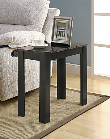Monarch Specialties Modern Accent Table, Rectangular, Black/Gray Marble