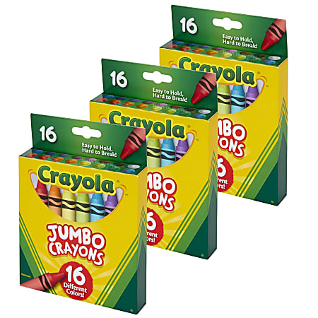 Crayola Jumbo Crayons, Assorted Colors, 16 Crayons Per Pack, Set Of 3 Packs