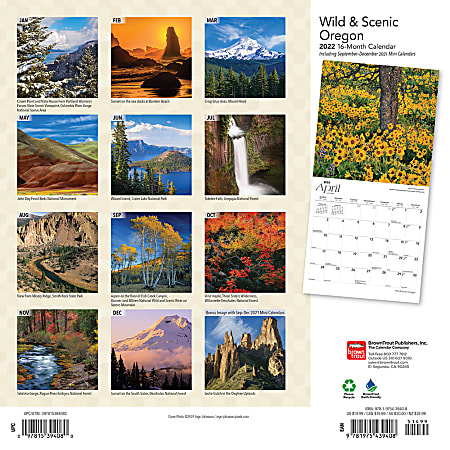 Brown Trout Wall Calendar Oregon 2022 - Office Depot