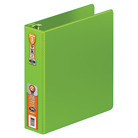 Wilson Jones® Heavy Duty Binder, 2" Round-Ring, 75% Recycled, Chartreuse