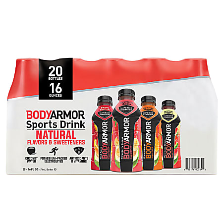 BodyArmor Sports Drink Variety Pack, 16 Oz, Pack Of 20 Bottles