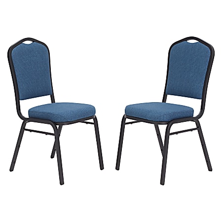 National Public Seating 9300 Series Deluxe Upholstered Banquet Chairs, Natural Blue/Black, Pack Of 2 Chairs
