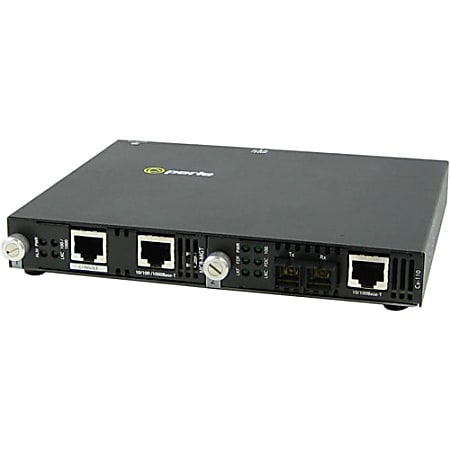 Perle SMI-110-S2SC20 Media Converter - 2 x Network (RJ-45) - 1 x SC Ports - Management Port - 100Base-FX, 100Base-TX - External, Rail-mountable, Rack-mountable, Wall Mountable