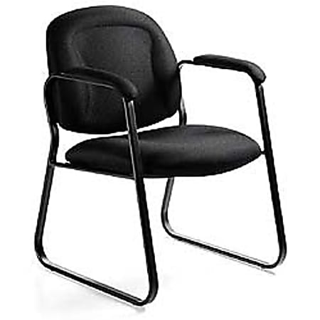 Global® Estes Guest Chair, 32"H x 24"W x 23"D, Black Frame, Black Fabric