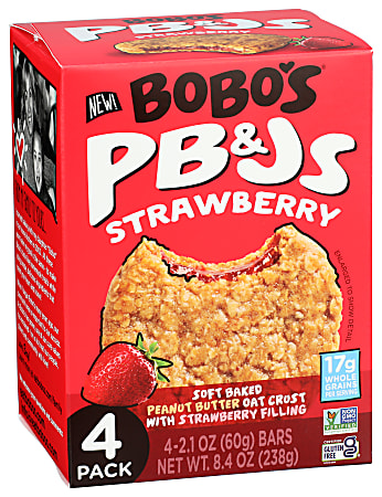 Bobo's PB&amp;J Oat Bars, Strawberry, 2.1 Oz, Total Qty 24