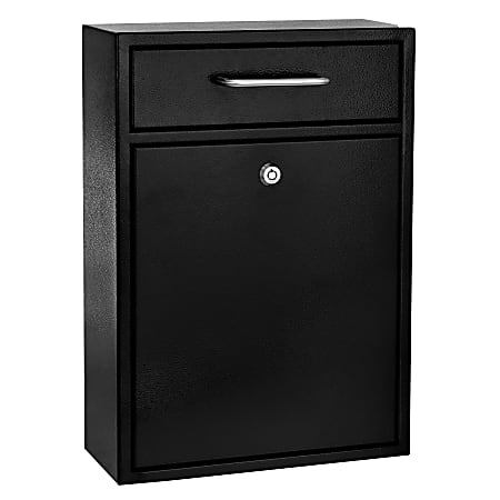 Alpine AdirOffice Large Ultimate Drop Box Wall-Mounted Mail Box, 16-1/4”H x 11-1/4”W x 4-3/4”D, Black