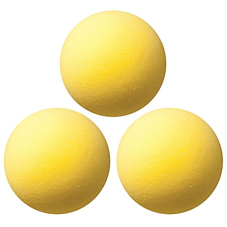 Champion Sports Uncoated Regular Density Foam Balls, 7", Yellow, Pack Of 3 Balls