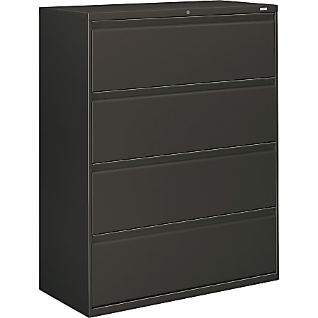 HON® 800 42"W x 19-1/4"D Lateral 4-Drawer File Cabinet With Lock, Charcoal