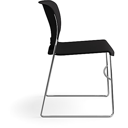 HON 4040 Series High Density Olson Stacker Chair - Onyx Plastic Seat - Onyx Plastic Back - Chrome Steel Frame - 4 / Carton