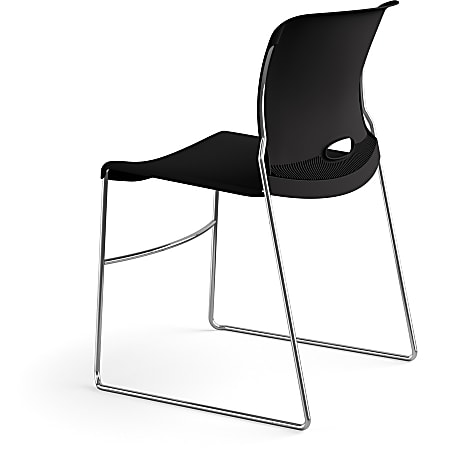 HON 4040 Series High Density Olson Stacker Chair - Onyx Plastic Seat - Onyx Plastic Back - Chrome Steel Frame - 4 / Carton