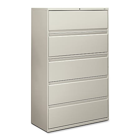 HON® 42"W x 19-1/4"D Lateral 5-Drawer File Cabinet With Lock, Light Gray