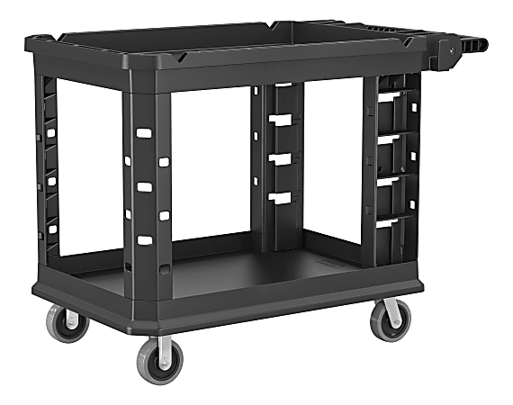Suncast Commercial 2-Shelf Heavy-Duty Structural Foam Utility Cart, 34-13/16"H x 26-1/2"W x 48-3/4"D, Gray