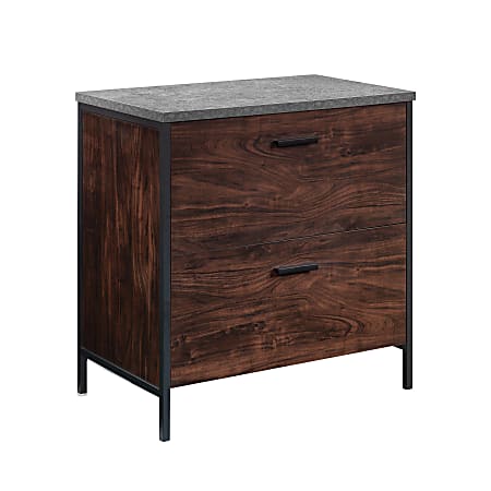 Sauder® Market Commons 30"W x 18"D Lateral 2-Drawer File Cabinet, Rich Walnut™/Slate Gray
