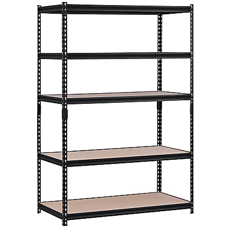 Edsal Muscle Rack™ Heavy Duty Boltless Steel Shelving Unit, 5-Shelf, 72”H x 48"W x 18"D, Black