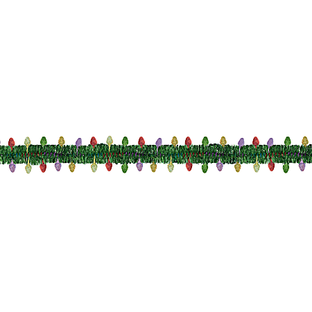 Amscan Christmas Holiday Tinsel Garland With Prismatic Lights, 18'
