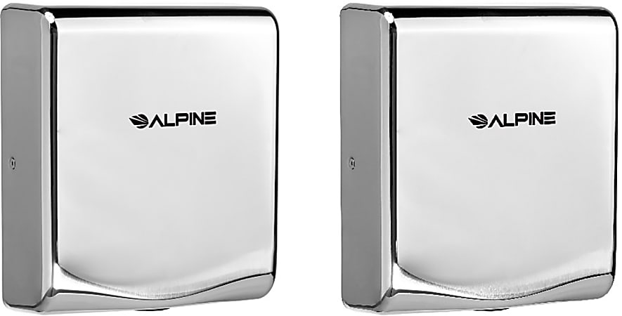 Alpine Industries Willow Commercial High-Speed Automatic Electric Hand Dryers, Chrome, Pack Of 2 Dryers