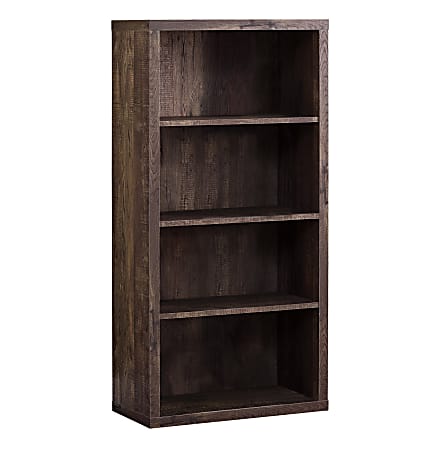 Monarch Specialties 48"H 4-Shelf Adjustable Bookcase, Brown
