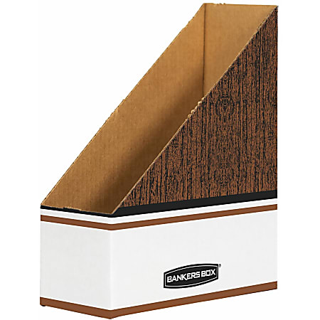 Bankers Box Magazine Files - Oversized Letter - Wood Grain, White - Cardboard - 12 / Carton
