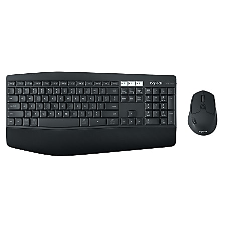 Logitech® Wireless Keyboard & Mouse, Contoured/Curved Full Size Keyboard, Black, Right-Handed Laser Mouse, MK850