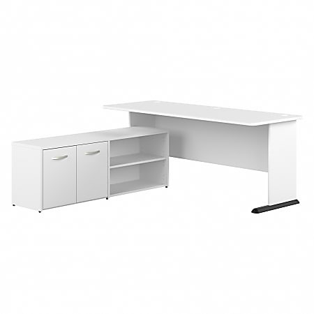 Bush Business Furniture Studio A 72"W L-Shaped Gaming Corner Desk With Storage, White, Standard Delivery