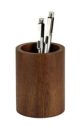 Realspace® Wooden Pencil Cup, 4"H x 3"W x 3"D, Walnut