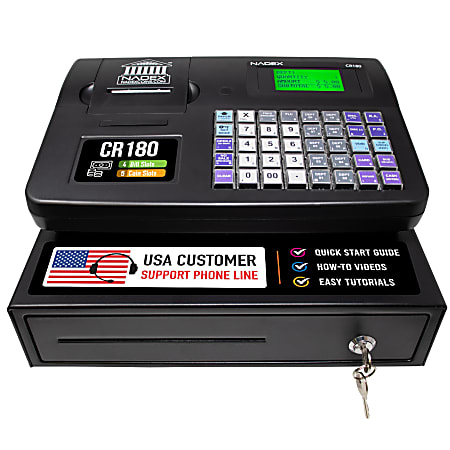 Nadex Coins CR180 Steel Cash Register With Coin Drawer Black NXTE
