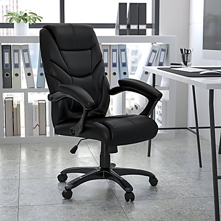 Flash Furniture Overstuffed Ergonomic LeatherSoft™ Faux Leather High-Back Swivel Chair, Black