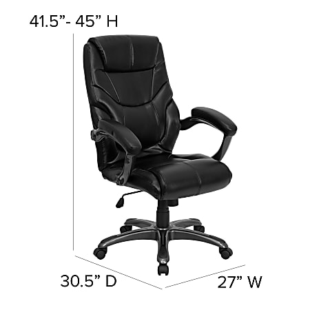 Flash Furniture Ergonomic LeatherSoft Faux Leather High Back Reclining  Swivel Chair Black - Office Depot