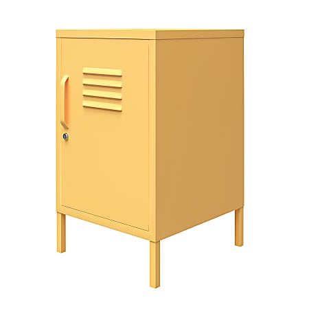 Ameriwood™ Home Cache Metal Locker End Table, 27-1/8"H x 15"W x 15-3/4"D, Yellow