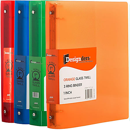 JAM PAPER 3 Ring Plastic Binder, 1 inch, Assorted