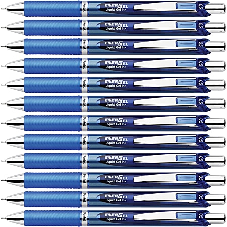 Pentel EnerGel RTX Retractable Liquid Gel Pens Fine Point 0.5 mm 54percent  Recycled Blue Pack Of 12 Pens - Office Depot
