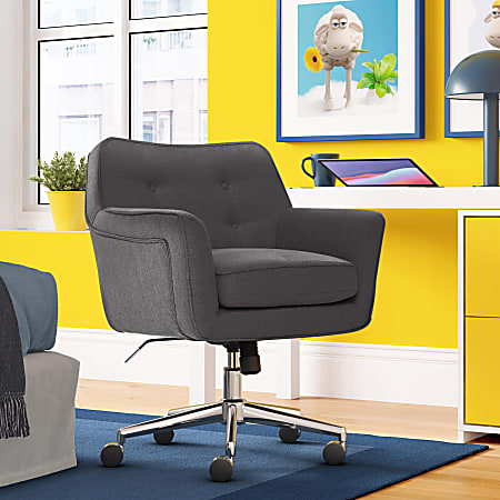 Serta® Ashland Home Mid-Back Office Chair, Twill Fabric, Graphite/Chrome