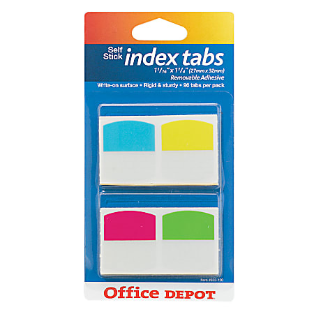 Office Depot® Brand Index Tabs, 1 1/16" x 1 1/4", Assorted Colors