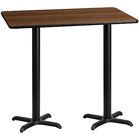 Flash Furniture Rectangular Laminate Table Top With Bar Height Table Base, 43-3/16”H x 30”W x 60”D, Walnut