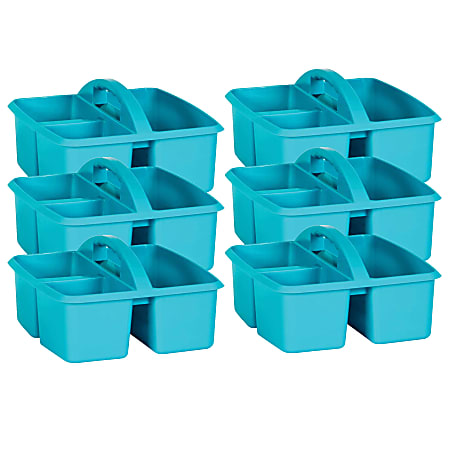 Rinboat 6-Pack Plastic Storage Caddy, Cleaning Caddy with Handle, Gray