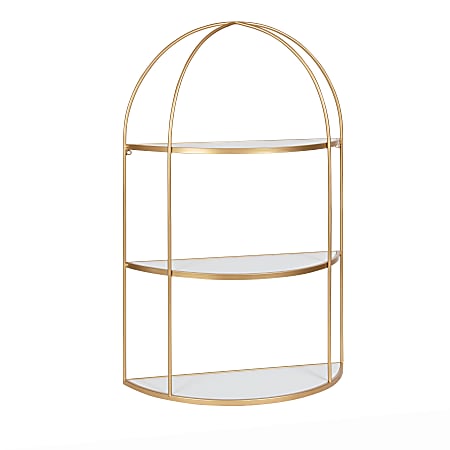 Kate And Laurel Freade Wall Shelf, 32”H x 21-1/4”W x 7-1/4”D, White/Gold