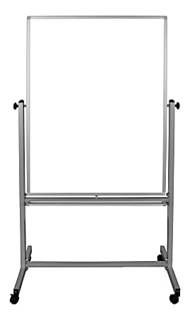 Luxor Double-Sided Mobile Magnetic Dry-Erase Whiteboard, 36" x 48", Aluminum Frame With Silver Finish