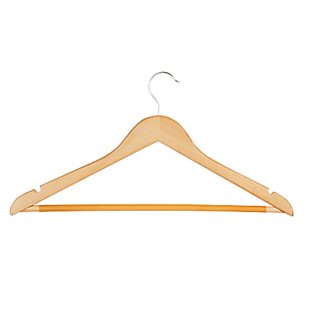 Honey-Can-Do Suit Hangers, 9 3/8"H x 1/2"W x 17 1/2"D, Natural, Pack Of 10