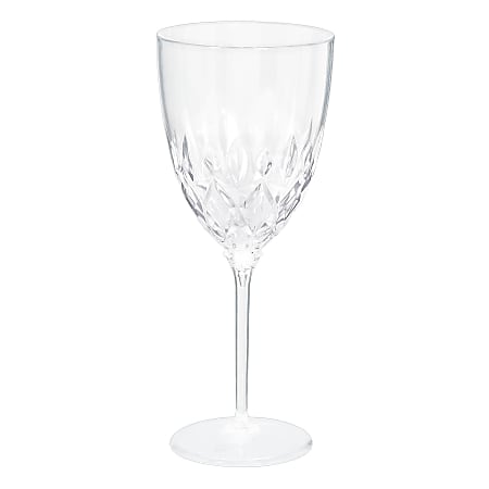 Amscan Plastic Crystal Wine Glasses, 8 Oz, Clear, 8 Glasses Per Pack, Case Of 2 Packs