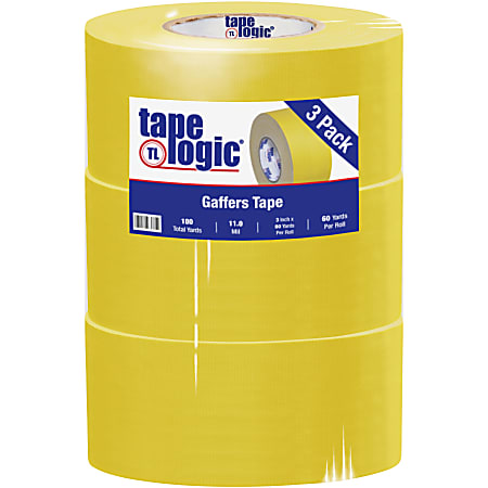Tape Logic Gaffers Tape, 3" x 60 Yd., Yellow, Case Of 3 Rolls