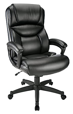 Realspace Fennington Bonded Leather High Back Executive Office Chair Black BIFMA Compliant Office Depot