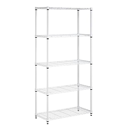 Honey-can-do SHF-01573 5-Tier Steel Urban Adjustable Storage Shelving Unit, White - 4 Compartment(s) - 5 Tier(s) - 72" Height x 14" Width x 36" Depth - Floor - Steel